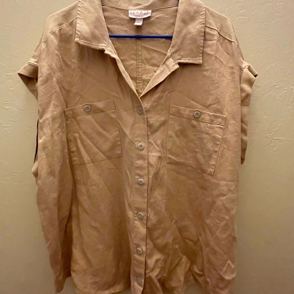 Ingrid & Isabel Tan Button Down Shirt